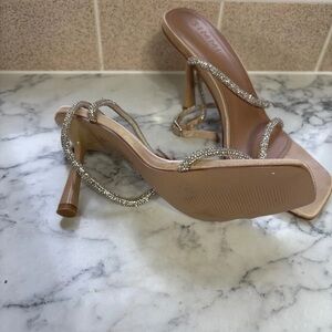 Elegant Tan and Silver Women's Heels